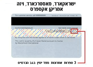 שלוש ספרות בגב הכרטיס